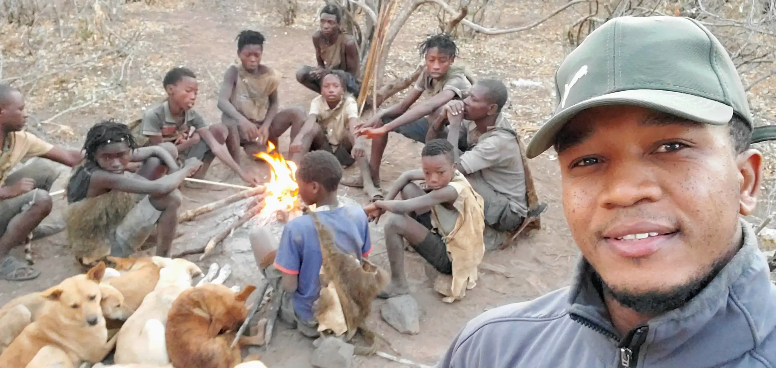 Hadzabe hunter walking in early morning light near Lake Eyasi